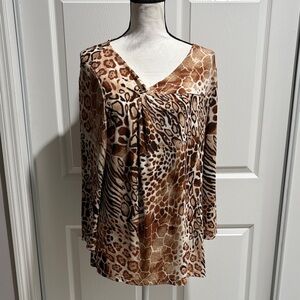 Chico’s Traveler Collection Animal Print V-neck Top